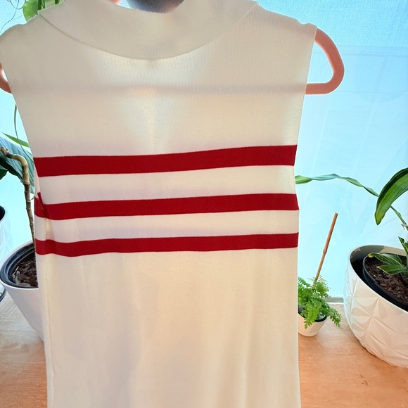 Softly Posh Ivory Striped Sweater Knit Collared Mini Shift Dress - Picture 6 of 7